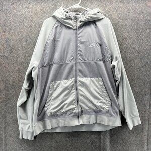 Nike AeroLoft Jacket Mens 2XL Gray Hooded Full Zip Fleece Colorblock Warm